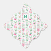 Roze & Groene Palm Beach Mahjong Tegels Monogram Bedankdoosjes (Uitgevouwen)