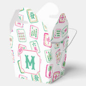 Roze & Groene Palm Beach Mahjong Tegels Monogram Bedankdoosjes (Geopend)