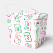 Roze & Groene Palm Beach Mahjong Tegels Monogram Bedankdoosjes (Achterkant)