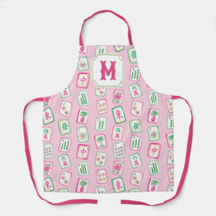 Roze & Groene Palm Beach Mahjong Tegels Monogram Schort