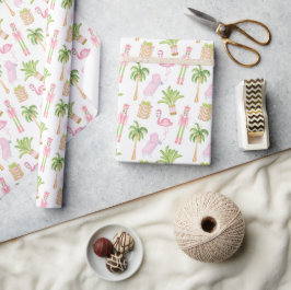 Roze & Groene Palm Beach Notenkraker Kerstmis Cadeaupapier