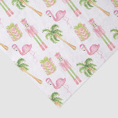 Roze & Groene Palm Beach Notenkraker Kerstmis Tissuepapier (Detail)