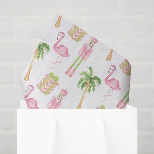Roze & Groene Palm Beach Notenkraker Kerstmis Tissuepapier (Cadeauzakje)