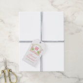 Roze & Groene Palm Beach Notenkraker Monogram Wape Cadeaulabel (Met Touw)