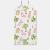 Roze & Groene Palm Beach Notenkraker Monogram Wape Cadeaulabel (Achterkant)