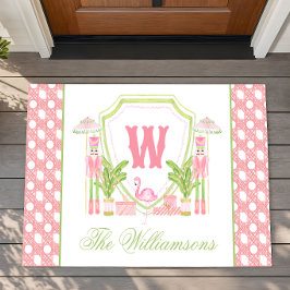 Roze & Groene Palm Beach Notenkraker Monogram Wape Deurmat