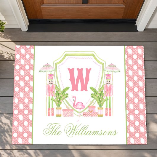 Roze & Groene Palm Beach Notenkraker Monogram Wape Deurmat