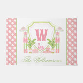 Roze & Groene Palm Beach Notenkraker Monogram Wape Deurmat (Voorkant)