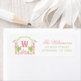 Roze & Groene Palm Beach Notenkraker Monogram Wape Etiket