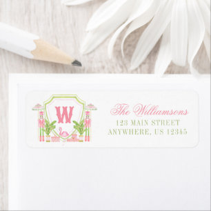 Roze & Groene Palm Beach Notenkraker Monogram Wape Etiket