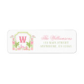 Roze & Groene Palm Beach Notenkraker Monogram Wape Etiket (Voorkant)