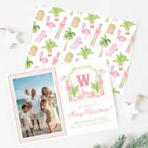 Roze & Groene Palm Beach Notenkraker Monogram Wape