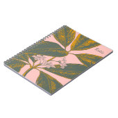 Roze groene palm rond Botanische Kunst op maat Notitieboek (Linkerzijde)