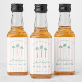 Roze Groene Palm Springs Bruidsfeest Favorieten Likeurfles Etiket
