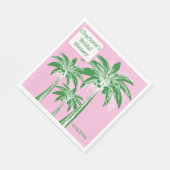 Roze Groene Palm Tree Vrijgezellenfeest Aangepaste Servet (Hoek)