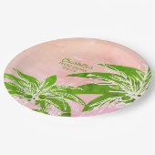 Roze Groene Palm Tree Waterverf Vrijgezellenfeest  Papieren Bordje (Gekanteld)