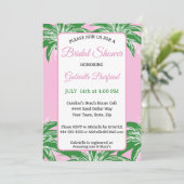 Roze & Groene Palm Trouw Bruiloft Uitnodiging | Pa (Staand voorkant)