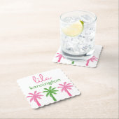 Roze & Groene Palmbomen Gepersonaliseerde Onderzet Kartonnen Onderzetters (Insitu)