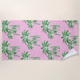 Roze Groene Palmbomen Preppy Girly Pool Strandlaken