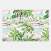 Roze & groene palmboom inpakpapier vellen (set (Voorkant 2)