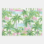 Roze & groene palmboom inpakpapier vellen (set (Voorkant)