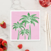 Roze Groene Palmboom Preppy Zomer Strand Tropisch Servet (Insitu)
