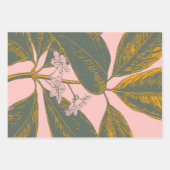  roze groene palmschijfjes botanisch groen inpakpapier vel (Voorkant 2)