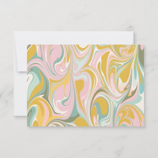 Roze groene pasta Abstract marmer Custom Weddensch Bedankkaart (Achterkant)