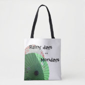  roze groene pasta parasol met citaat tote bag (Voorkant)
