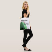  roze groene pasta parasol met citaat tote bag (Op model)