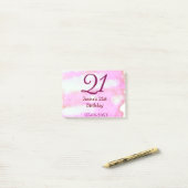 Roze groene pastel 21e verjaardag eenvoudige naam post-it® notes (Op bureau)