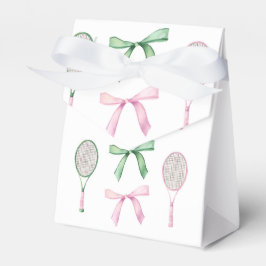 Roze & Groene Pastel Tennisrackets + Bogen Bedankdoosjes