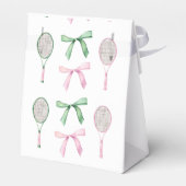 Roze & Groene Pastel Tennisrackets + Bogen Bedankdoosjes (Achterkant)