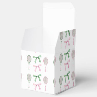 Roze & Groene Pastel Tennisrackets + Bogen Bedankdoosjes