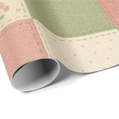Roze Groene Patchwork Dekbed Landelijke Boerderij Cadeaupapier (Rol Hoek)