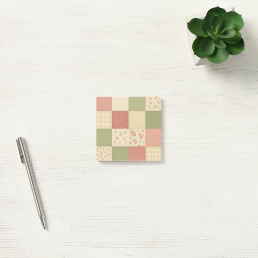 Roze Groene Patchwork Dekbed Landelijke Boerderij  Post-it® Notes (Kantoor)