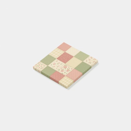 Roze Groene Patchwork Dekbed Landelijke Boerderij  Post-it® Notes (Schuin)