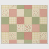 Roze Groene Patchwork Dekbed Rustieke Boerderij Bl Cadeaupapier (Vlak)