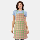 Roze Groene Patchwork Patroon Schort (Gedragen)