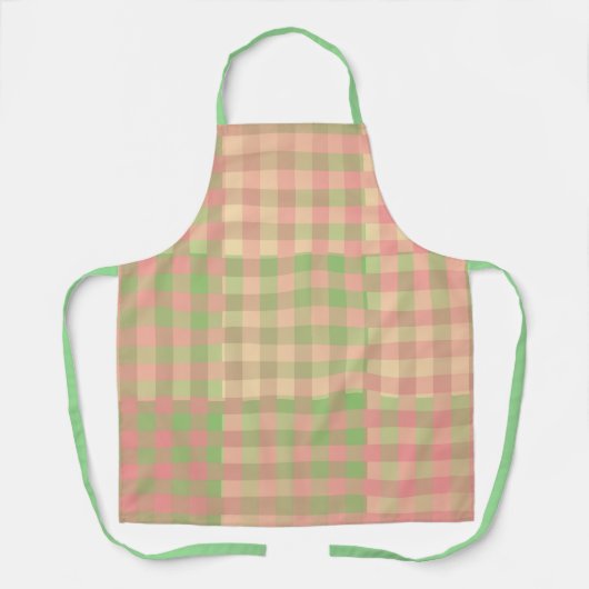 Roze Groene Patchwork Patroon Schort (Voorkant)