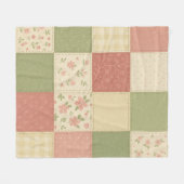 Roze Groene Patchwork Quilt Rustieke Boerderij Blo Fleece Deken (Voorkant (Horizontaal))