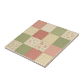 Roze Groene Patchwork Quilt Rustieke Boerderij Blo Tegeltje (Zijkant)