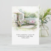 Roze Groene Patio Tuin Setting Verjaardag | Kaart (Staand voorkant)