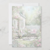 Roze Groene Patio Tuin Setting Verjaardag | Kaart (Achterkant)