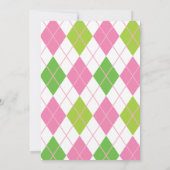 Roze & Groene Persoonlijke Golf Feest Uitnodiginge Kaart (Achterkant)