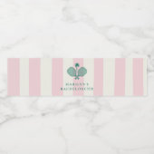 Roze Groene Pickleball Bachelorette Feestje Waterfles Etiket (Enkel label)