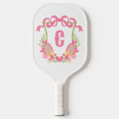 Roze & Groene Pickleball Paddles Monogram Crest (Voorkant)