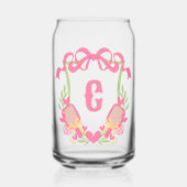 Roze & Groene Pickleball Paddles Monogram Crest Blikvorm Glas (Voorkant)