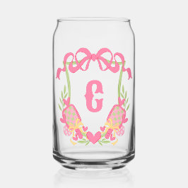 Roze & Groene Pickleball Paddles Monogram Crest Blikvorm Glas