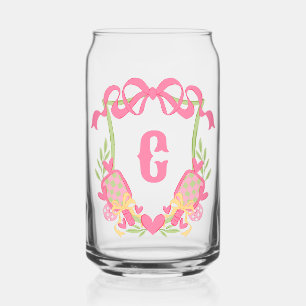 Roze & Groene Pickleball Paddles Monogram Crest Blikvorm Glas